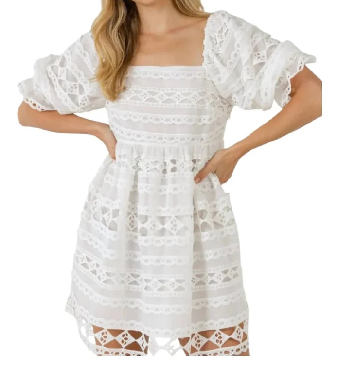 Puff Pastry Dress In White