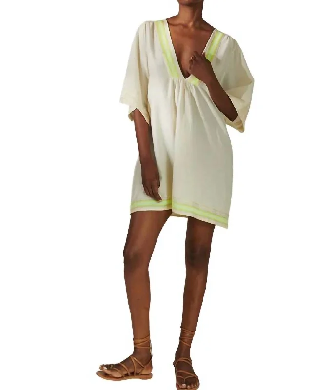 Belkis V Neck Caftan In Lomi Keylime