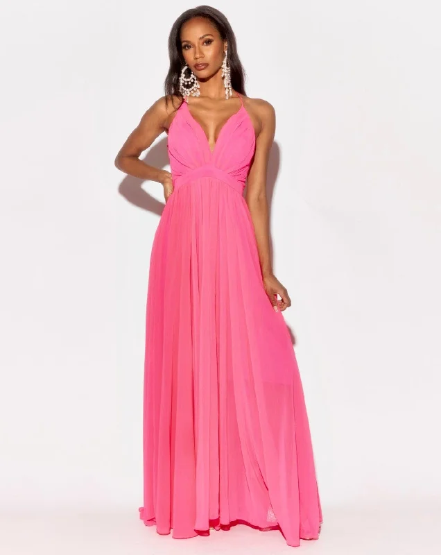 Enchanted Garden Maxi Dress - Neon Pink