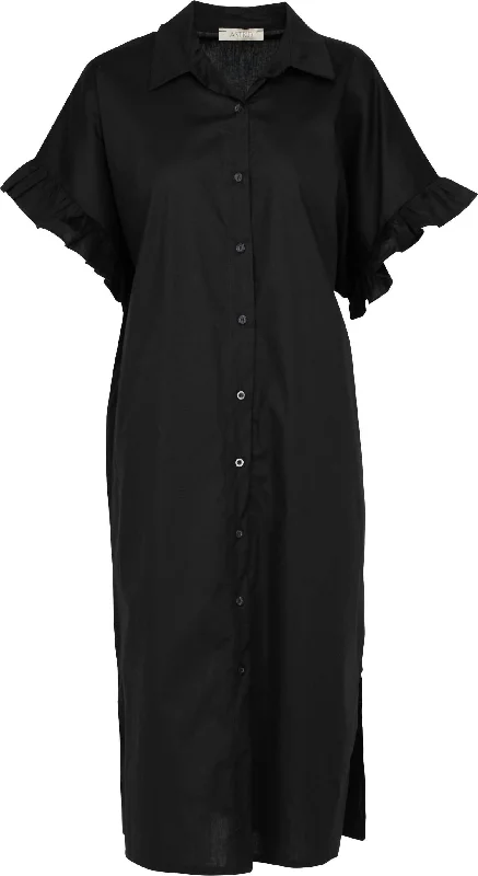 Women's Wander Ruffle Sleeve Dress In Black