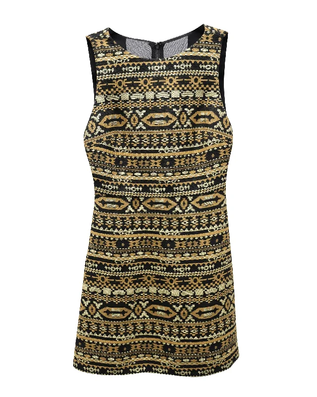 Alice + Olivia Tribal Print Strapless Dress in Gold Acrylic