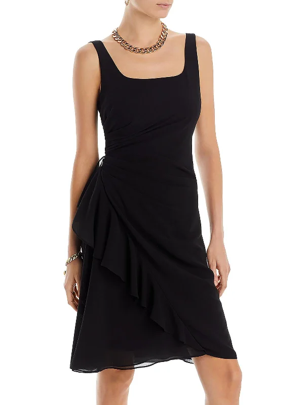 Womens Chiffon Tiered Sheath Dress