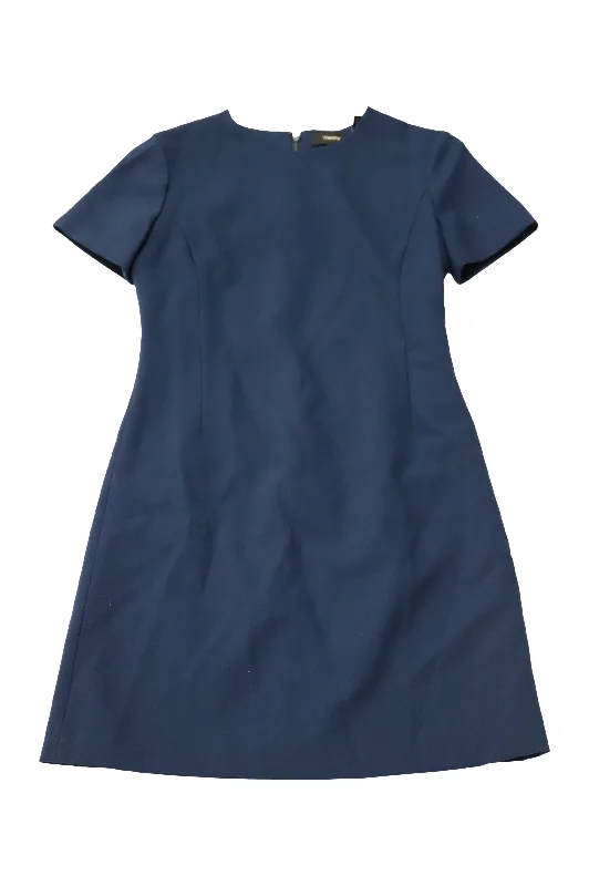 Theory Jatin Sheath Dress in Blue Stretch Wool