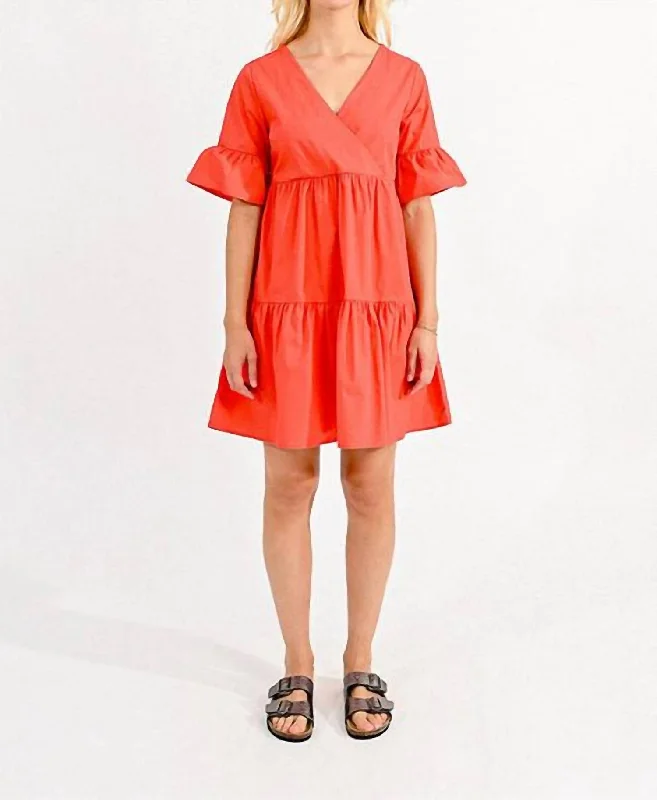 Woven Dress In Red Orange