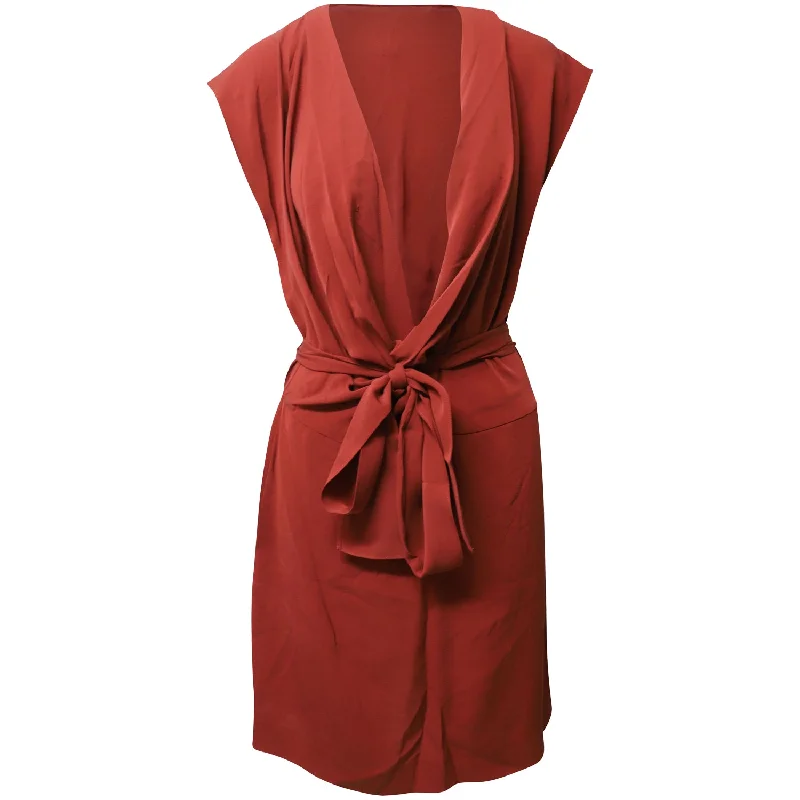 Diane Von Furstenberg Reara Draped Dress in Red Silk