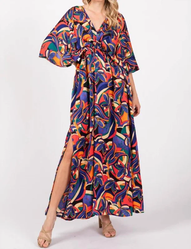 Printed Maxi Dress In Multi