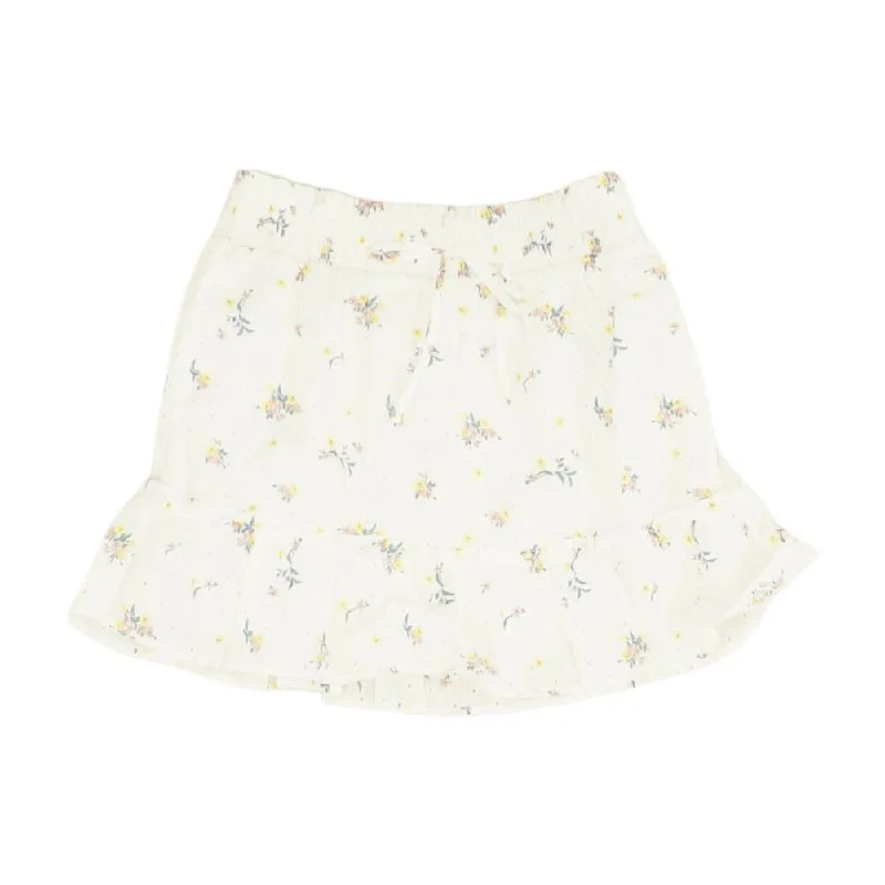 White Floral Mini Skirt