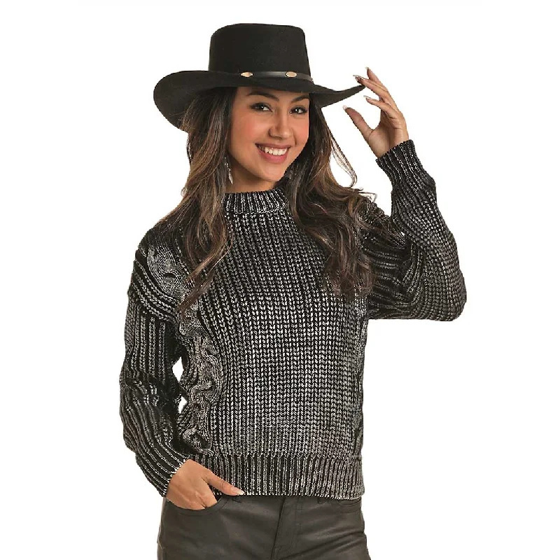 Rock & Roll Cowgirl Women's Knit Metallic Knit Sweater