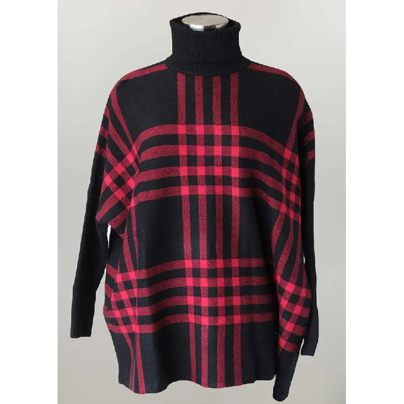 Keren Hart Women's Plaid Poncho Sweater