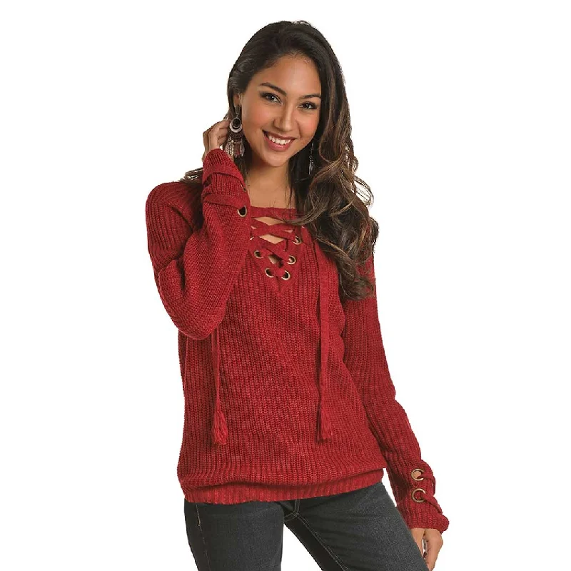 Rock & Roll Cowgirl Women's Lace Up Sweater