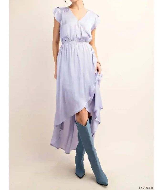 Fields Satin Dress In Lavender