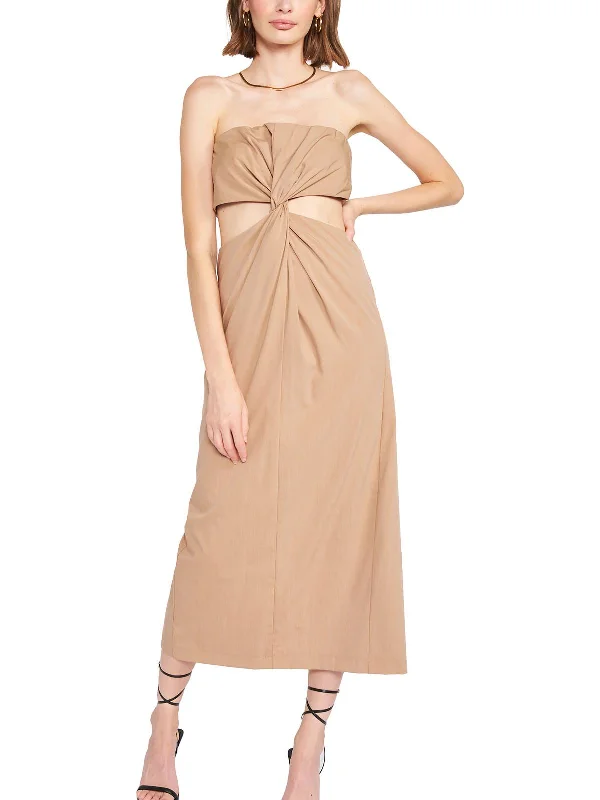 Beverly Womens Strapless Cut-Out Midi Dress