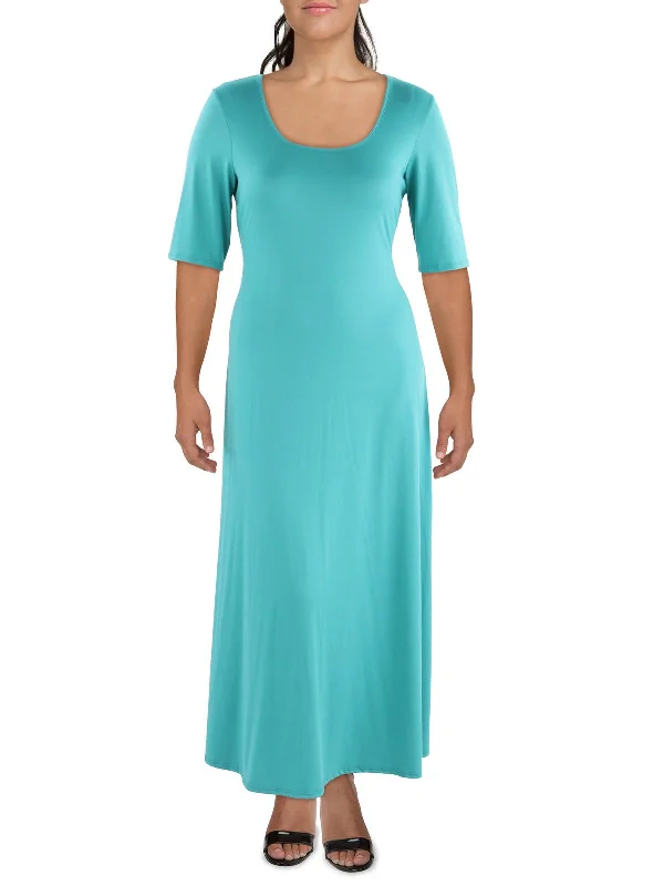 Plus Womens Scoop Neck Comfy Maxi Dress