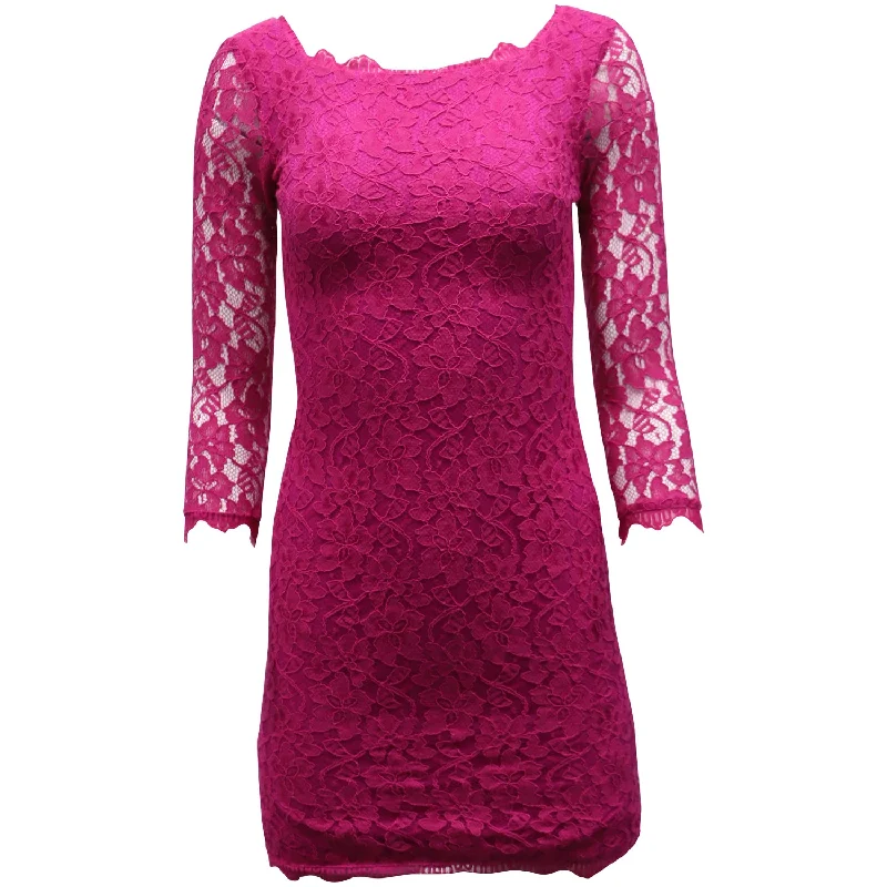 Diane Von Furstenberg Zarita Lace Sheath Dress in Pink Rayon