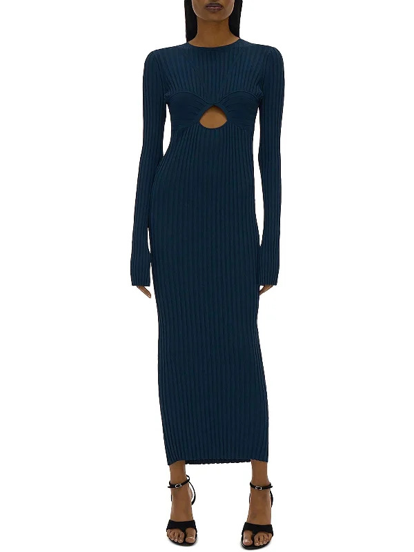 Womens Ribbed Knit Long Bodycon Dress