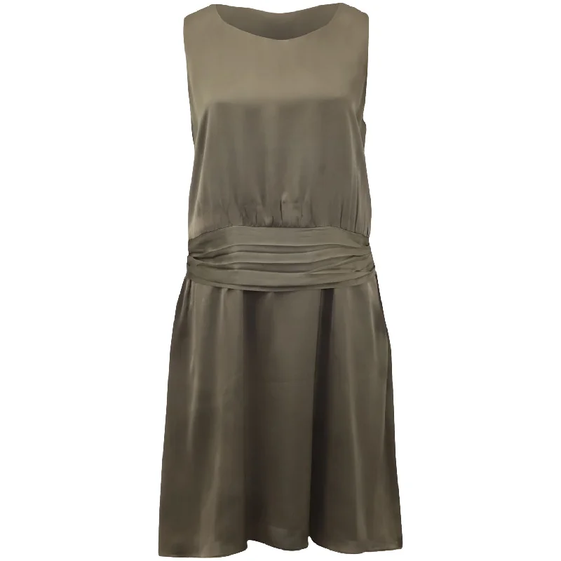 Theory Drop Waist Sheath Dress in Grey Silk