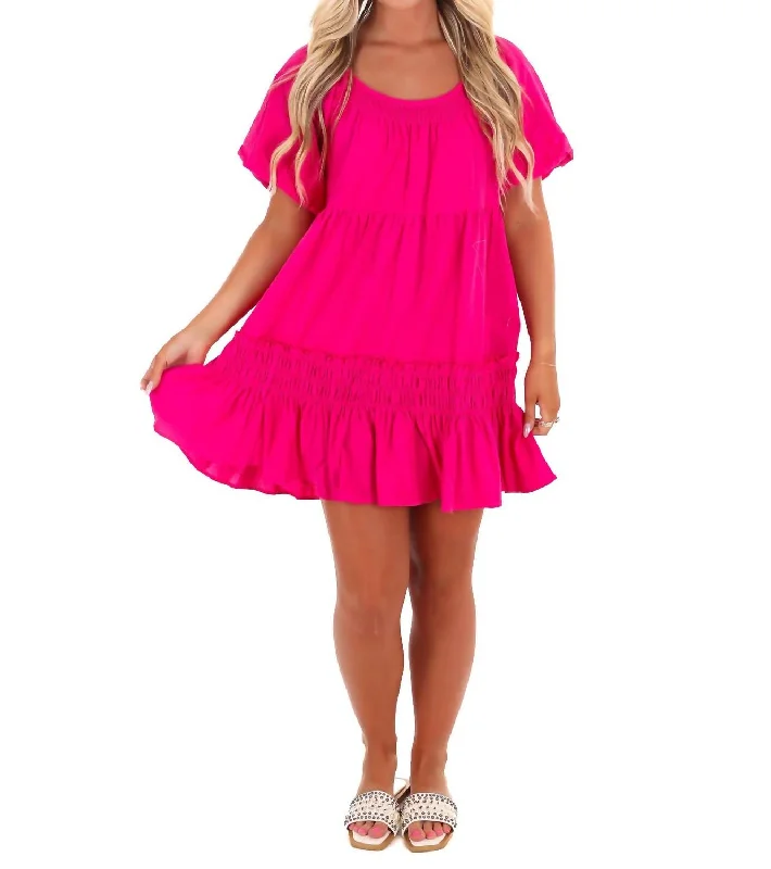 Effortless Charm Mini Dress In Hot Pink