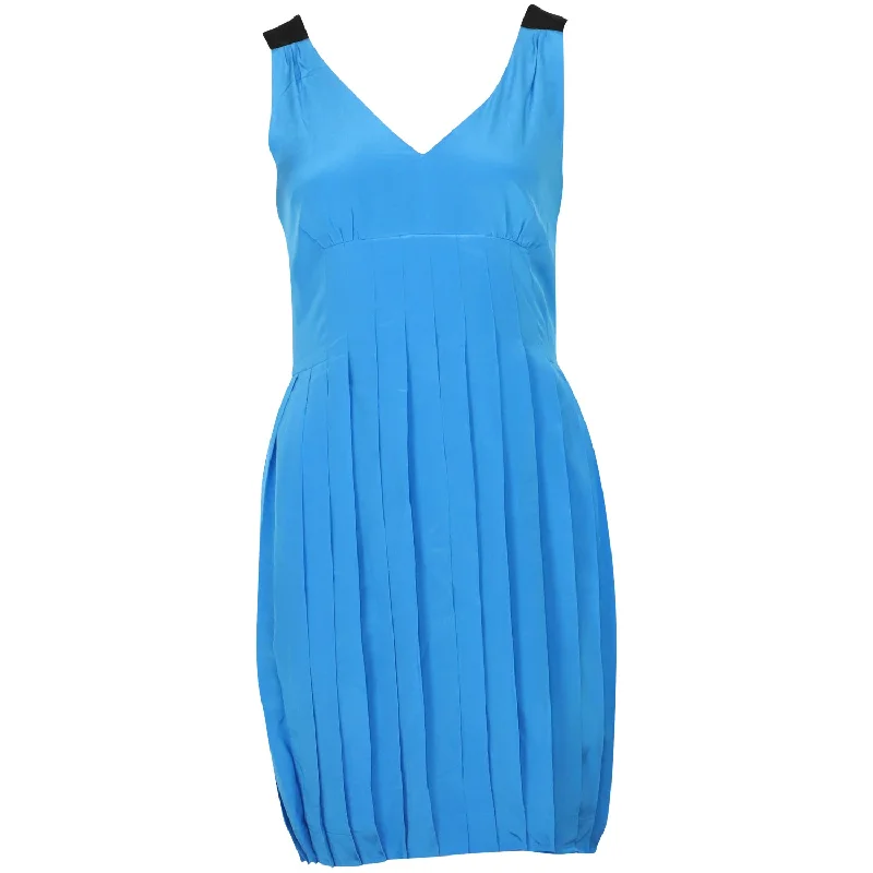 MARC by Marc Jacobs Frances Pleated Sleeveless Dress in Blue Silk