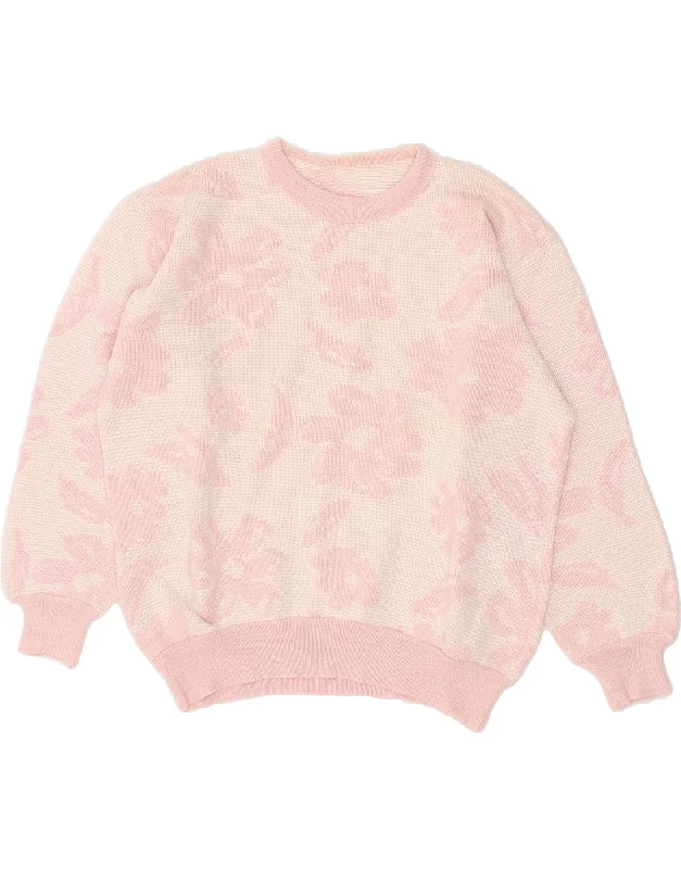 VINTAGE Womens Crew Neck Jumper Sweater UK 14 Medium Pink Floral