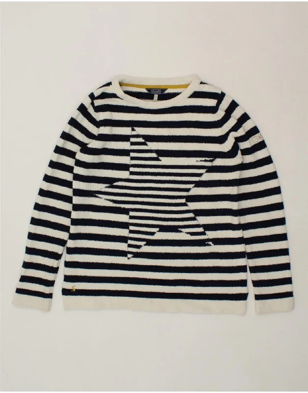 JOULES Womens Boat Neck Jumper Sweater UK 12 Medium Navy Blue Striped