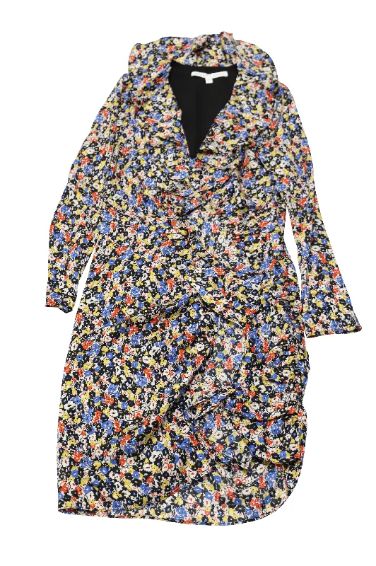 Veronica Beard Minna Ruffled Wrap Dress in Floral Print Silk