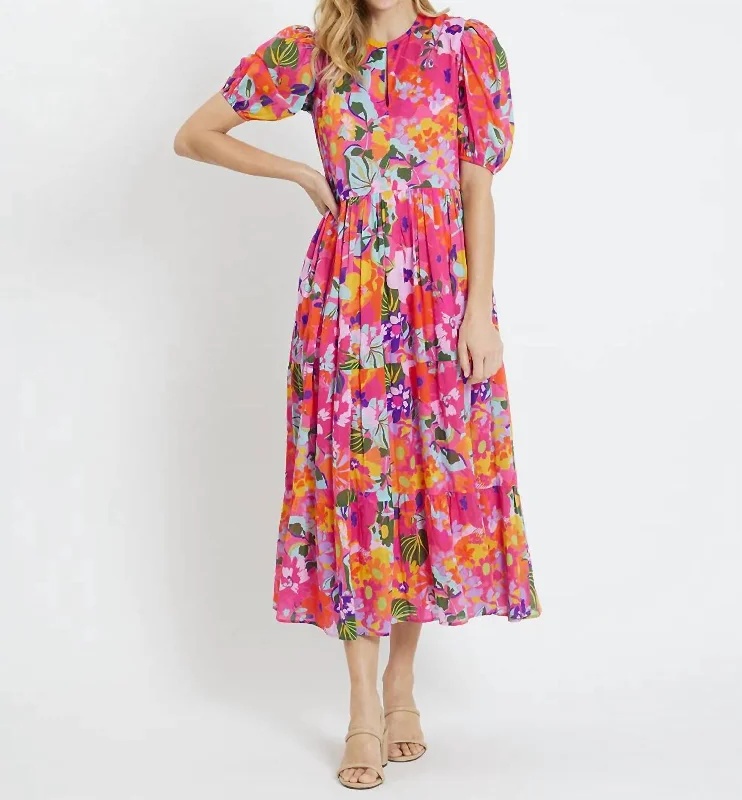 Jordana Dress In Grand Garden Spring Pink