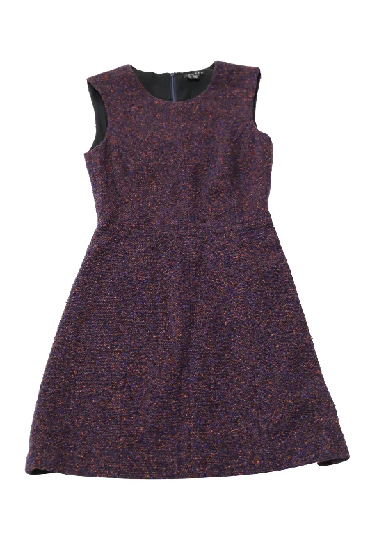 Theory Franita Geranium Varro Tweed Sheath Dress in Multicolor Wool