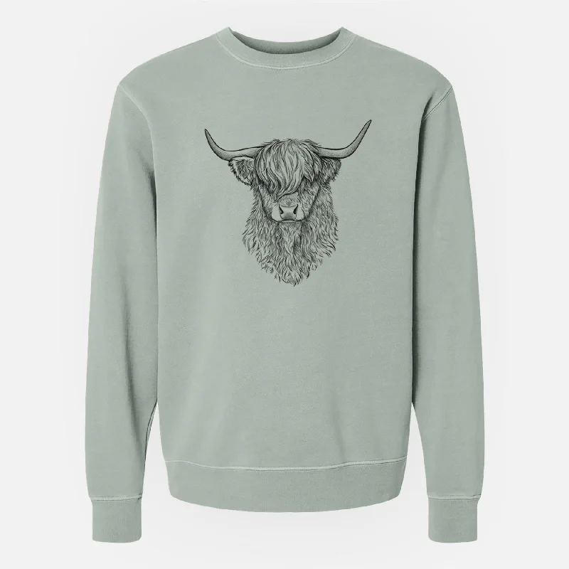 Scottish Highland Cow - Bos taurus taurus - Unisex Pigment Dyed Crew Sweatshirt