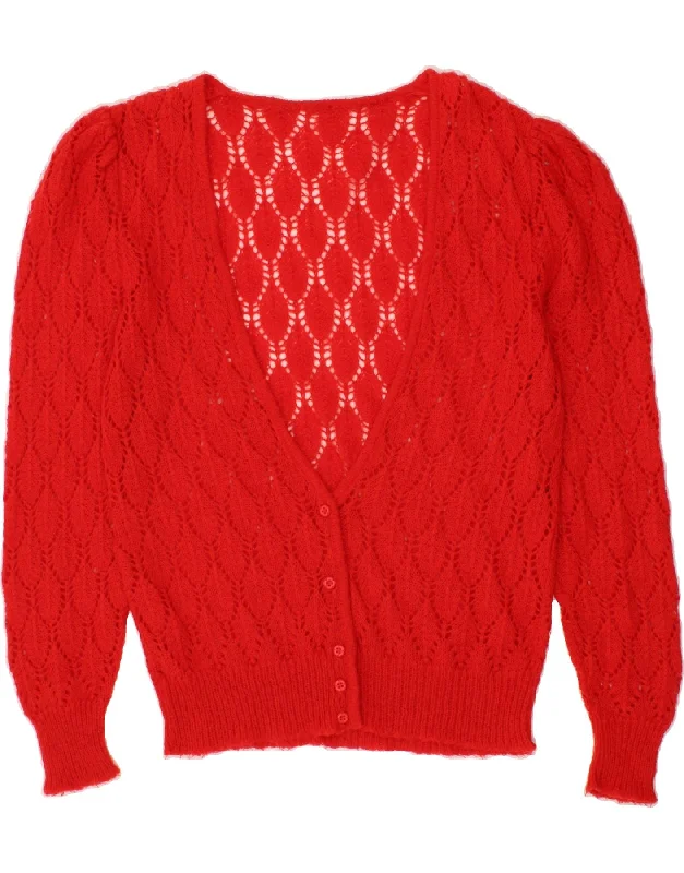 VINTAGE Womens See Through Cardigan Sweater UK 14 Large Red