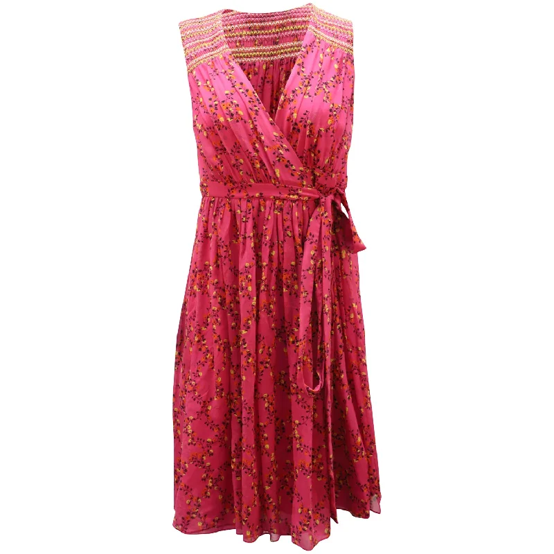 Diane Von Furstenberg Shalamar Print Wrap Dress in Pink Silk