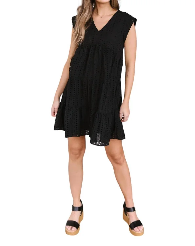 Warm Wishes Eyelet Dress In Black