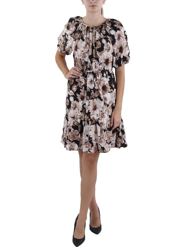 Khloe Womens Floral Knee Length Shift Dress