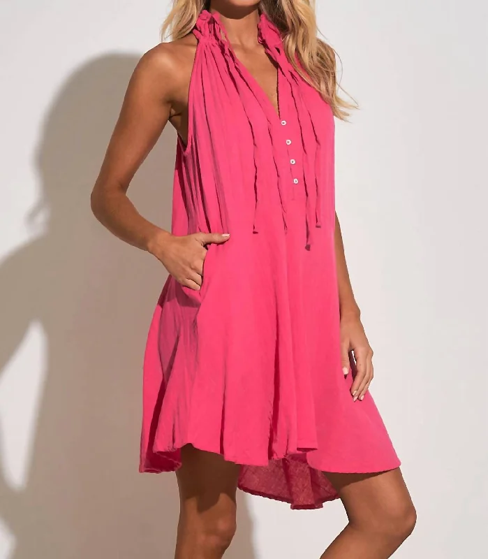 Cut In Halter Dress In Pink