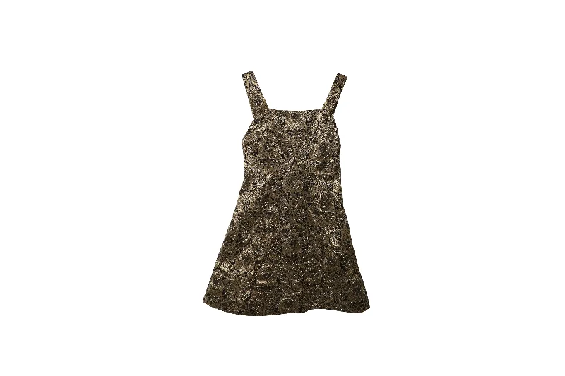 Alice + Olivia Fowler Embellished Brocade Mini Dress in Gold Polyester