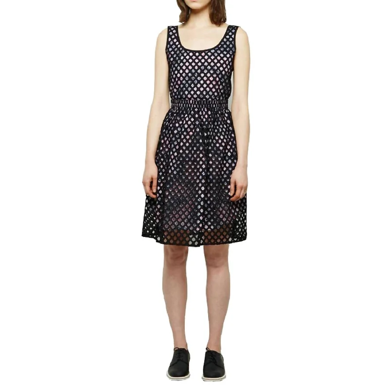 Women's Eyelet Cotton Dress In Black