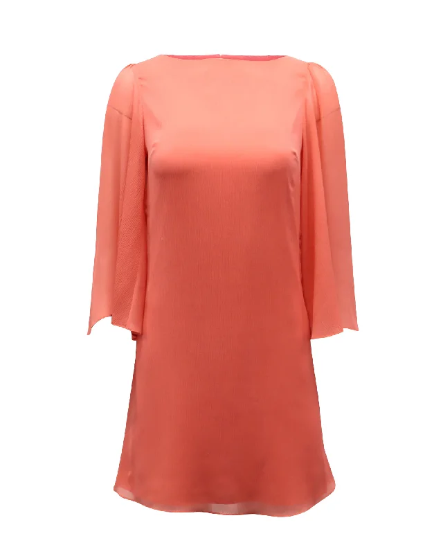 Alice + Olivia Odette Georgette Dress in Peach Polyester