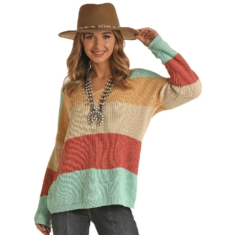 Rock & Roll Cowgirl Women's Color Blocked Sweater