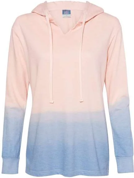 MV Sport W20185 Women's French Terry Ombr Hooded Sweatshirt - Cameo Pink Stonewash