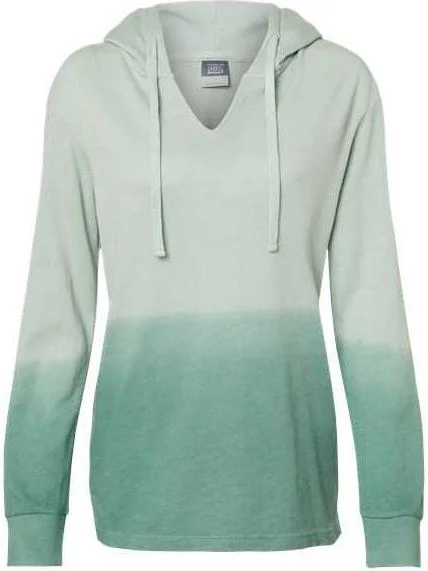 MV Sport W20185 Women's French Terry Ombr Hooded Sweatshirt - Greenstone Jungle Green