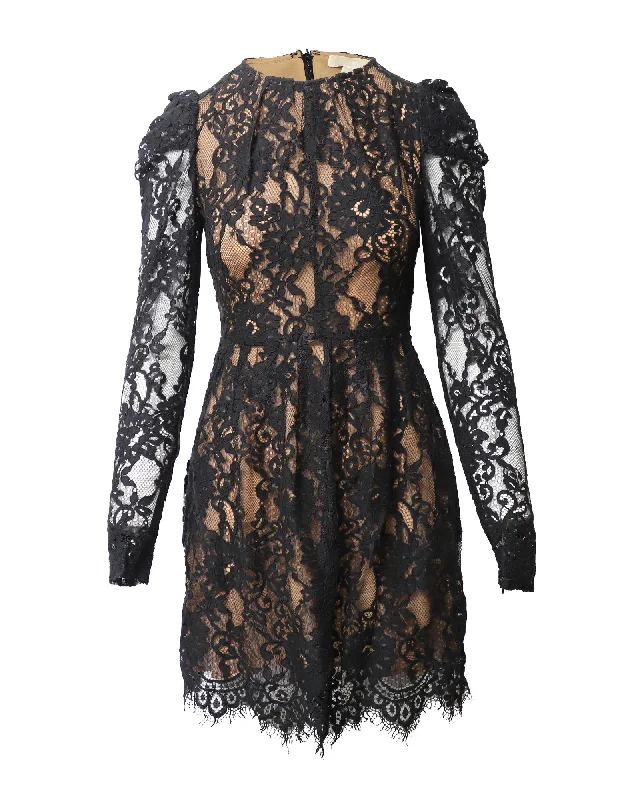 Michael Michael Kors Lace Mini Dress in Black Cotton