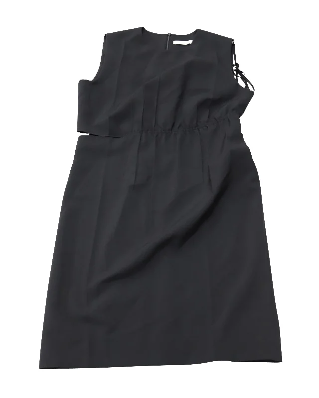 Helmut Lang Slash Waist Shift Dress in Black Polyester