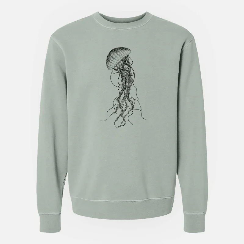 Black Sea Nettle Jellyfish - Chrysaora achlyos - Unisex Pigment Dyed Crew Sweatshirt