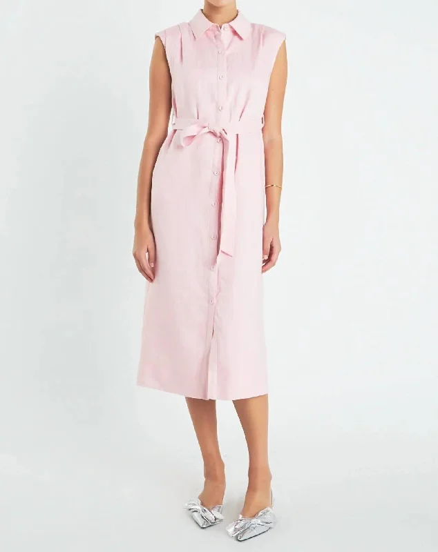 Breeze Midi Dress In Light Pink