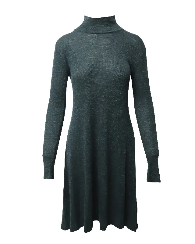 Maison Margiela Turtleneck Knee-length Dress in Green Polyamide