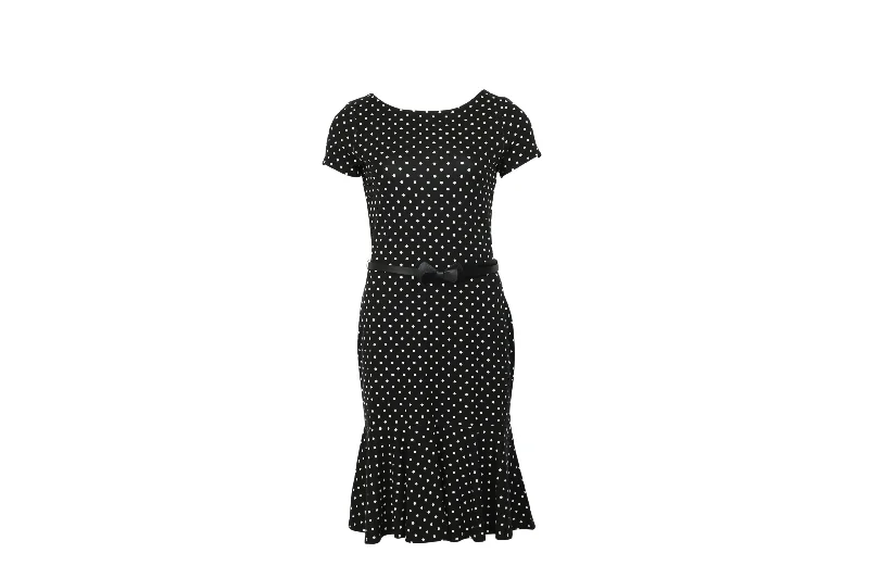 Ganni Polka Dot Dress in Black Viscose