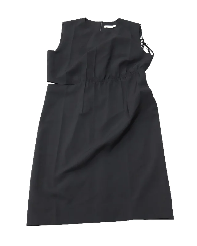 Helmut Lang Slash Shift Dress in Black Polyester