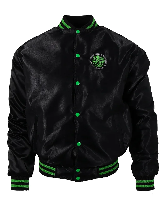 CLOSEOUT Clover Satin Varsity Bomber Jacket