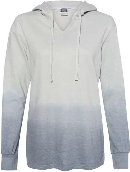 MV Sport W20185 Women's French Terry Ombr Hooded Sweatshirt - Greyscale