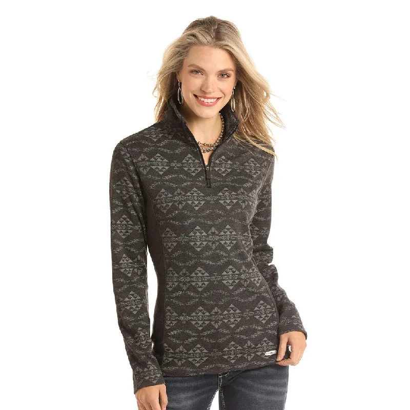 Powder River Outfitters Performance Aztec Grey Womens Pullover