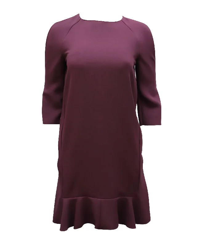 Marni Ruffled Shift Dress in Purple Polyester